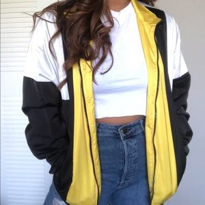 Yellow Color Block Zip Jacket